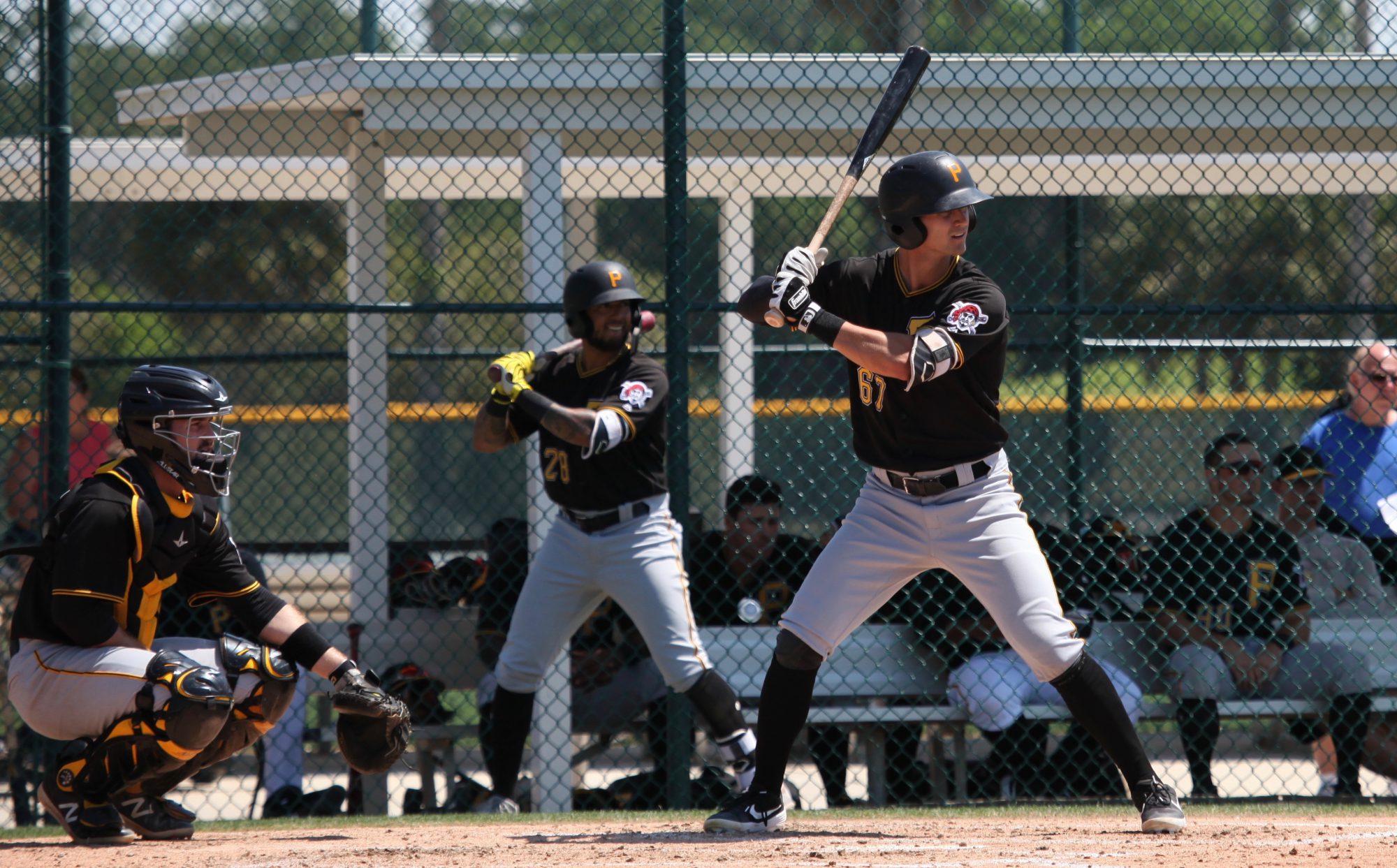 Jared Oliva of the Pittsburgh Pirates at bat during the fifth